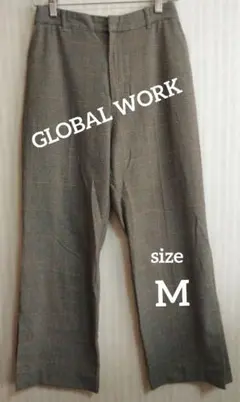 GLOBAL WORK レディース　チェック柄カジュアルパンツ　M  茶系