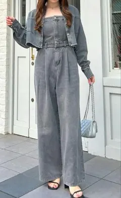 INGNI グレー サロペット デニム