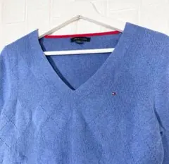 Tommy Hilfiger トミーフィネガー Vネックニットセーター 青