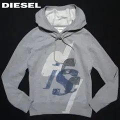 ディーゼル 新品 裏起毛スウェットパーカー 掠れプリントロゴ diesel