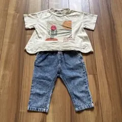 【BREEZE 】カクタス Tシャツ＆デニムパンツセット 90