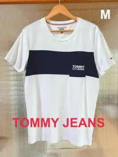 TOMMY JEANS ポケット付きTシャツ Mネイビー&ホワイト