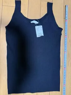 新品 リブニット タンクトップ ブラック Sのサムネイル
