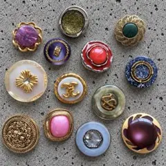 ヴィンテージボタン アソート 13個 18mm～27mm ゴールド カラーボタン