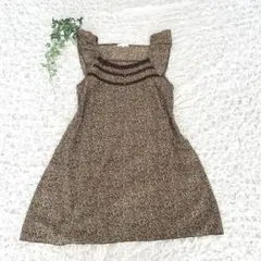 【美品】エニィファム 花柄チュニックワンピース【3】ブラウン系 オンワード樫山