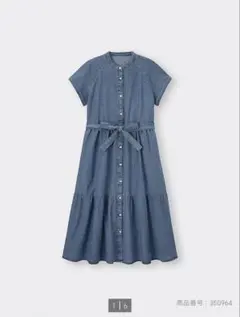 【1度のみ使用】GU ジーユー ライトデニムシャツワンピース 半袖 S