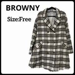 BROWNY ブラウニー チェック柄 ダブル チェスターコート WEGO F