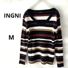 INGNI イング　ストライプ Vネック ニット　M