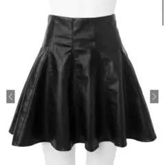 インパン裏地付きフレアレザーミニスカート　[gm522]