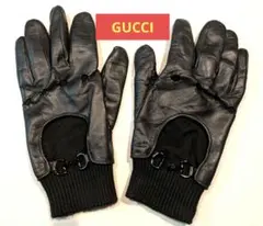 【週末値下】GUCCI 手袋　ホースビット レザーグローブ ブラックのサムネイル