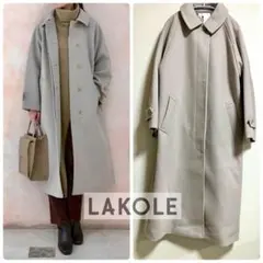 ラコレ ウーリーテック ステンカラーオーバーコート ライトベージュ