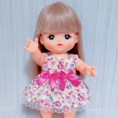 ＊733＊メルちゃん服花柄リボンワンピース