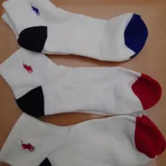 ポロラルフローレンロゴ クルーソックス 3足セット