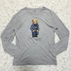 未使用級 ポロラルフローレン ロンT カットソー ポロベア グレー メンズS相当