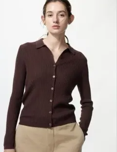 UNIQLO メリノブレンドリブポロカーディガン