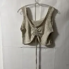 「即日発送」Mベージュ ニットベスト バックスタイル