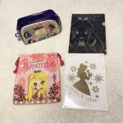 ディズニー プリンセス ラプンツェル アリス ベル 巾着 ポーチ クリアファイル
