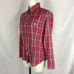 BURBERRY LONDON　ノバチェック　長袖シャツ　ピンク　L　B5003