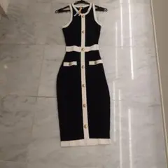 エリザベッタフランキ　2025年 総ロゴ　ニットワンピース　38