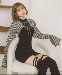 Darich ダーリッチ シャーリングボレロミニワンピースFL ブラック