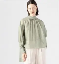 TOMORROWLAND コットンオーガンジー バックボウタイブラウス