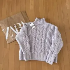 ZARA ケーブル編み　ハイネックセーター