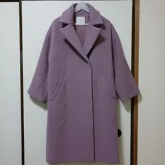 アニエスベー オーバーサイズ ウール ロングコート チェスター 紫