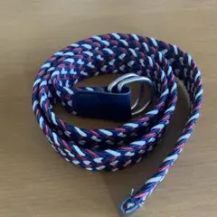 編み込みデザイン ベルト ネイビー レッド ホワイト 春夏