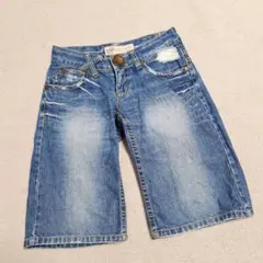 レッドペッパー/REDPEPPER デニム ハーフパンツ【M】刺繍 ローライズ