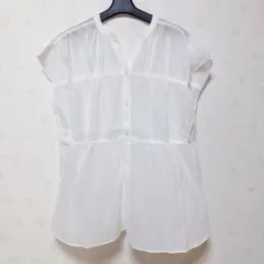 グローバルワーク　エアリーリラックスブラウスノースリーブ　ホワイト