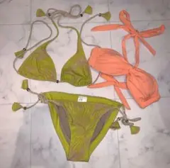 激安出品！H&M レディース ビキニ 3点セット リーフ柄 イエロー系のサムネイル