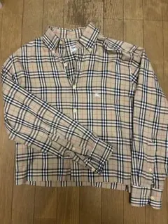 美品 BURBERRY バーバリー ノバチェック 7分丈 スキッパーシャツ 36 