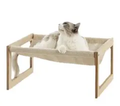 ペット用ハンモックベッド 木製フレーム 洗えるリネン生地　猫　犬　通気性　ペットのサムネイル