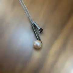 【ヴィンテージ】☆『ピンクパール&ルビー』2トップネックレス☆37cm☆