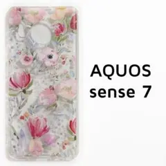 AQUOSsense7 ケース クリア 花柄 透明 カバー