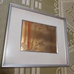金色の竹デザイン 版画作品