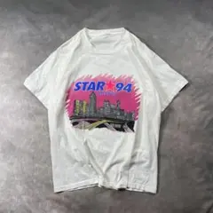 헌 옷 90s 싱글 스티치 USA 라디오 방송국 STAR94 애틀랜타 화이트 티셔츠 Yt73