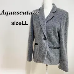 サイズLL アクアスキュータム ウール テーラードジャケット ワンボタン グレー