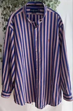 Ralph Lauren 長袖シャツ 青オレンジストライプ