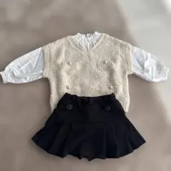 petit main レイヤードトップス、プリーツパンツ80 入園式