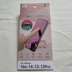 新品　ミラーガラスフィルム ピンク iPhone16e/14/13/13Pro