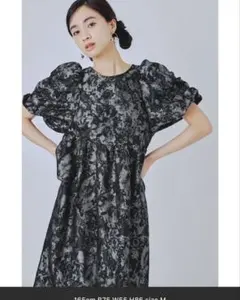 バブルスリーブジャガードドレス ワンピース