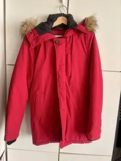 ZARA MAN 赤 ファー付きダウンジャケット Sサイズ