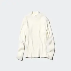 UNIQLO ユニクロ リブハイネック Tシャツ 長袖 01 オフホワイト L