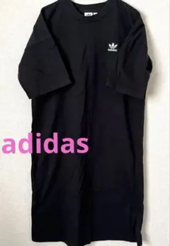 adidas アディダス ブラック 半袖ワンピース ひざ丈