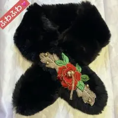 【ハンドメイド】ふわふわティペット/マフラー/ネックウォーマー/ブラック系