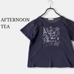 アフターヌーンティー　Tシャツ半袖カットソー　イラストプリント　ラメ文字　春夏のサムネイル