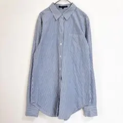 セオリー【M】コットンストライプシャツ　長袖　青白　オーバーサイズ　日本製