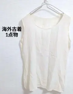 ノースリーブ チュニック シースルー 海外古着 アイボリー 白