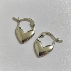 ドロップ ハート ミニ フープ ピアス シルバー 925 刻印 キャッチレス